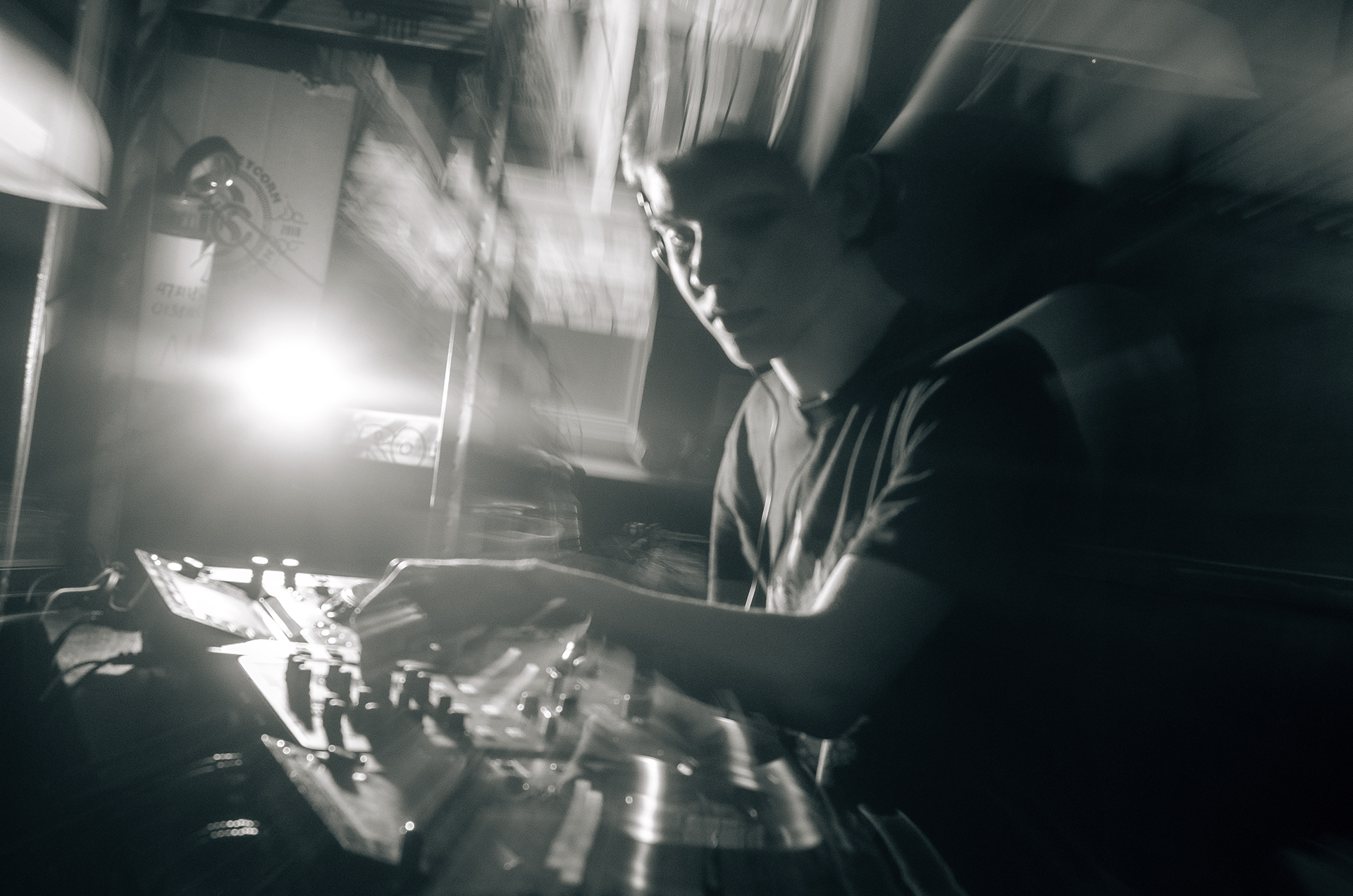 Yehor Korotenko performing a drum and bass set in Dnipro, Ukraine